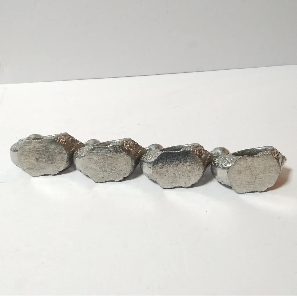 Lot of 4 Duck Pewter Napkin Ring Holders Set Vintage Duck Napkin Rings